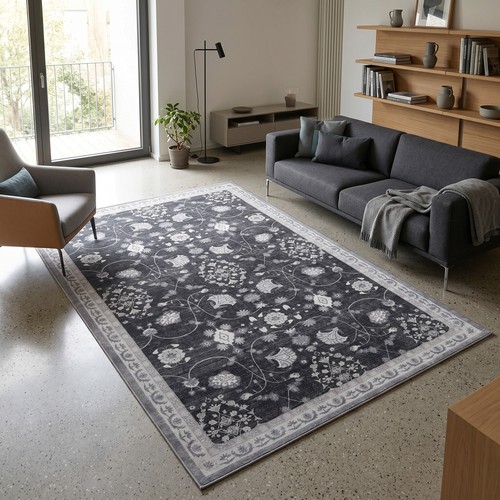 Waschbarer teppich schwarz - waschbarer,