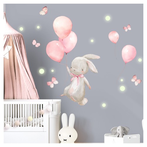 Wandsticker hase ballon - hase,